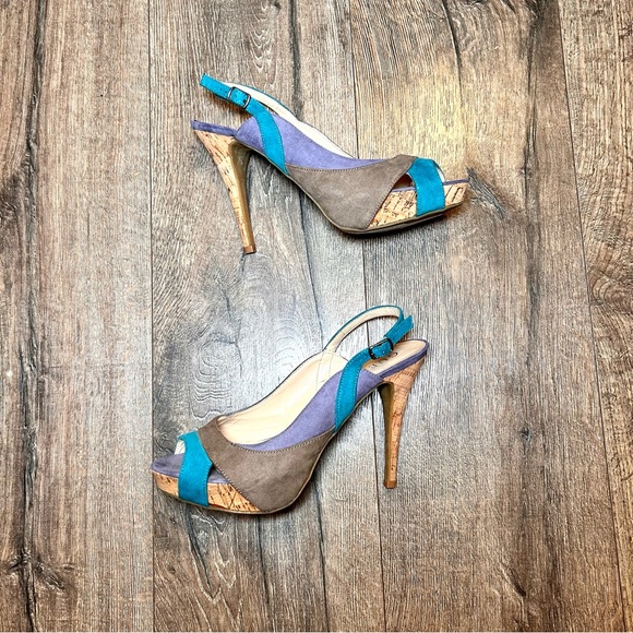 Guess Slingback Sandals Women’s Color Block Suede Blue Size 7.5 - Picture 7 of 8